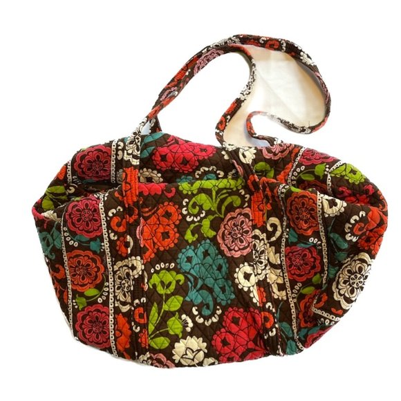 Vera Bradley Medium Duffle Brown Floral - Picture 1 of 5